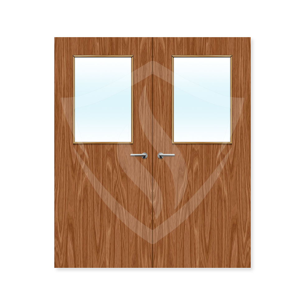 External Bespoke Plywood Paint Grade 2g Glazed Double Fd30 Clear Glass / Plywood / Up to 2135mm x 915mm x 44mm Premier Fire Doors