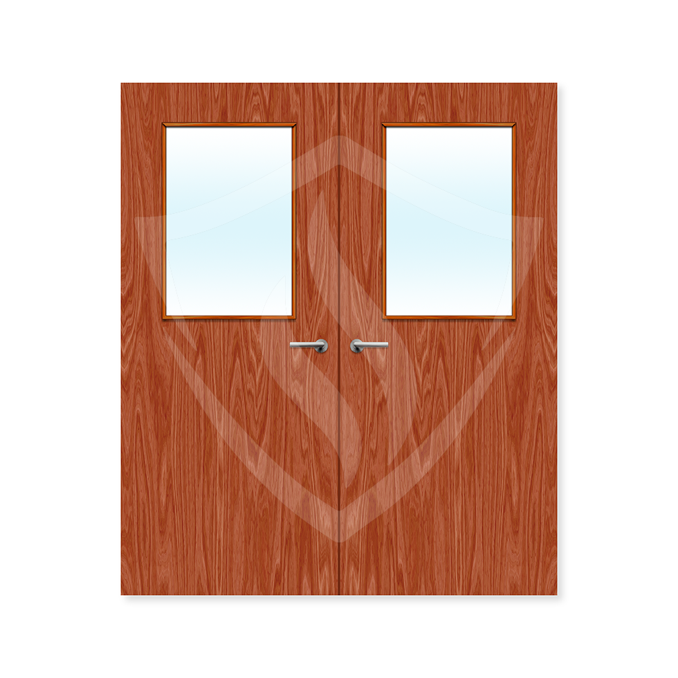 Premier Internal Sapele Veneer 2g Glazed Double Fd30 fire Clear Glass / 1981 x 762mm / 6ft 6" x 2ft 6" / Sapele Veneer Premier Fire Doors