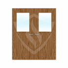 Internal Bespoke Walnut Veneer 2g Glazed Double Fd30 fire Clear Glass / Walnut Veneer / Up to 2135mm x 915mm x 44mm Premier Fire Doors