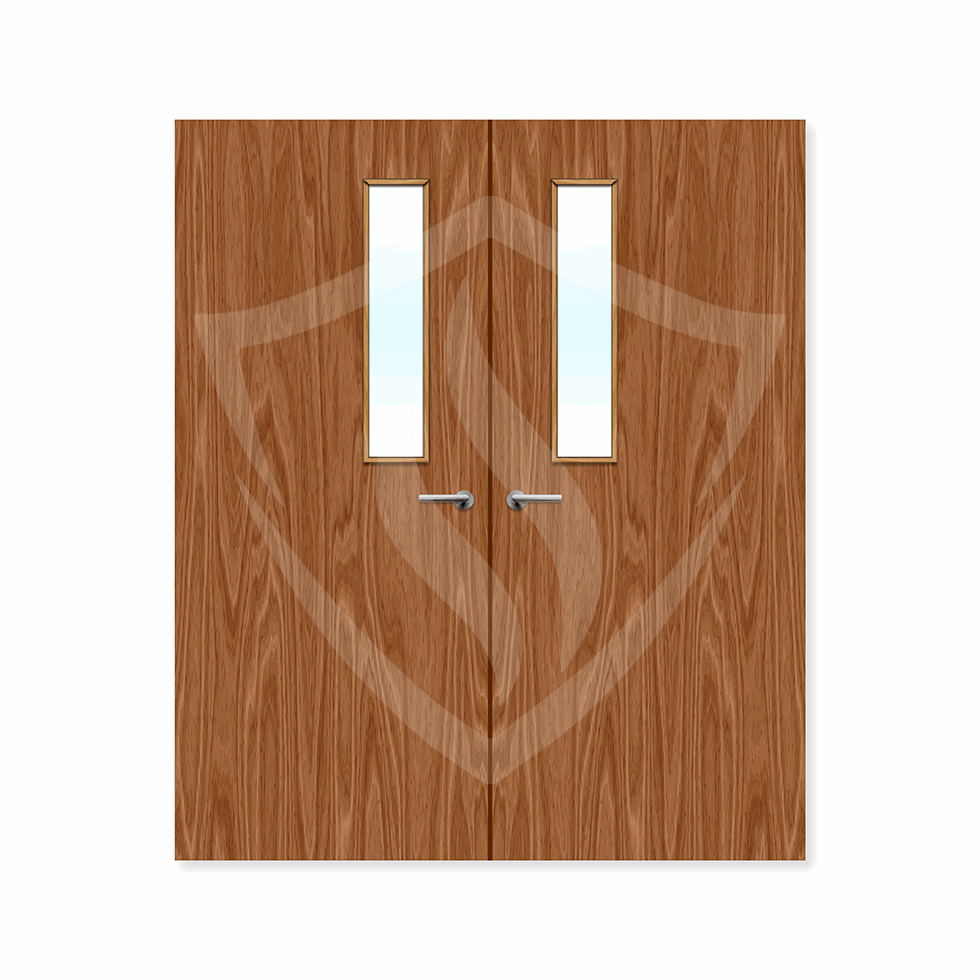 External Bespoke Plywood Paint Grade 3g Glazed Double Fd30 Clear Glass / Plywood / Up to 2135mm x 915mm x 44mm Premier Fire Doors