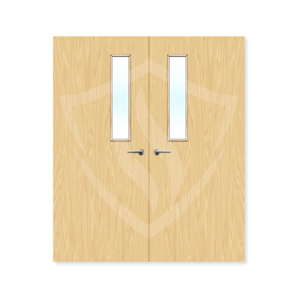 Premier Internal Ash Veneer 3g Glazed Double Fd30 fire Door 1981 x 762mm / 6ft 6" x 2ft 6" / Clear Glass / Ash Veneer Premier Fire Doors