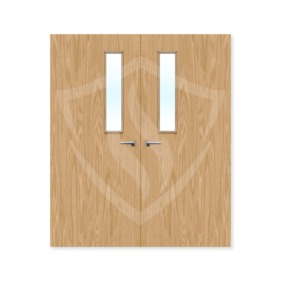 Premier Internal Oak Veneer 3g Glazed Double Fd30 fire Door 1981 x 762mm / 6ft 6" x 2ft 6" / Clear Glass / Oak Veneer Premier Fire Doors