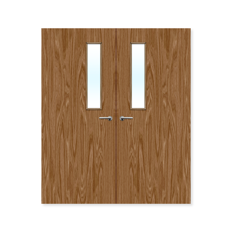 Internal Bespoke Walnut Veneer 3g Glazed Double Fd30 fire Clear Glass / Walnut Veneer / Up to 2135mm x 915mm x 44mm Premier Fire Doors