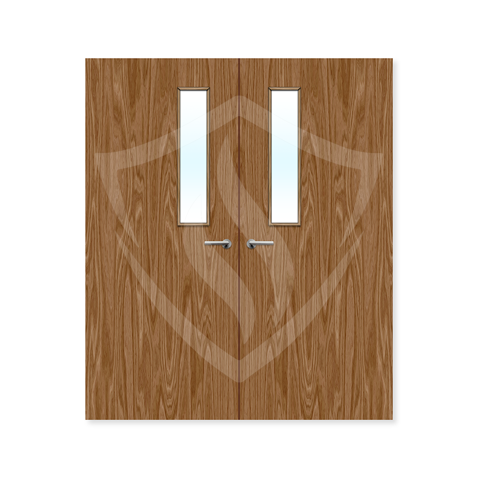 Premier Internal Walnut Veneer 3g Glazed Double Fd30 fire Clear Glass / 1981 x 762mm / 6ft 6" x 2ft 6" / Walnut Veneer Premier Fire Doors