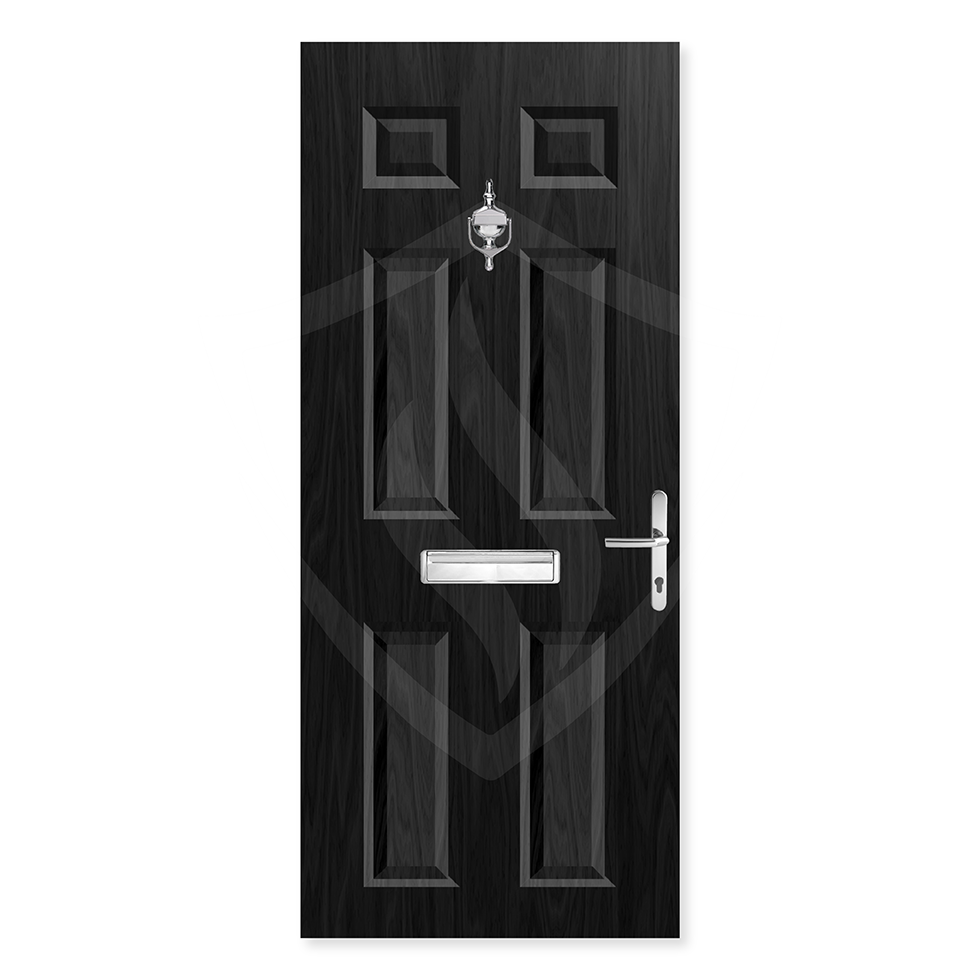 Warwick Black 6 Panel Min833x1895 Max1012x2115 Premier Fire Doors