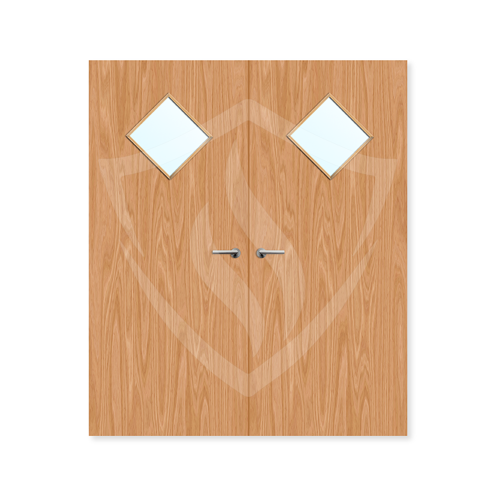 Premier Internal Beech Veneer 6g Glazed Double Fd60 fire 1981 x 762mm / 6ft 6" x 2ft 6" / Clear Glass / Beech Veneer Premier Fire Doors