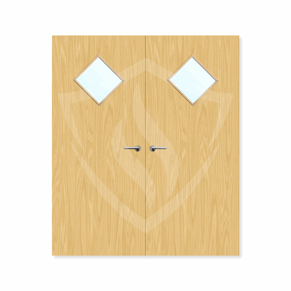 Internal Bespoke Koto Veneer 6g Glazed Double Fd30 fire Door Clear Glass / Koto Veneer Premier Fire Doors