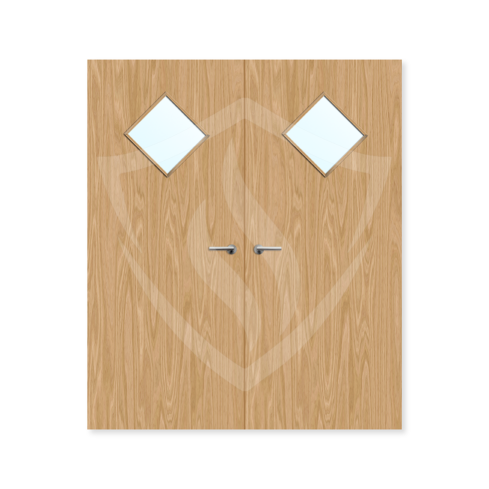 Premier Internal Oak Veneer 6g Glazed Double Fd30 fire Door 1981 x 762mm / 6ft 6" x 2ft 6" / Clear Glass / Oak Veneer Premier Fire Doors