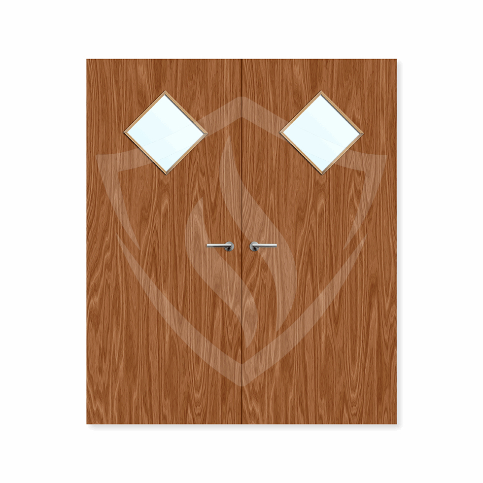 Internal Bespoke Plywood Paint Grade 6g Glazed Double Fd30 Clear Glass / Plywood Premier Fire Doors