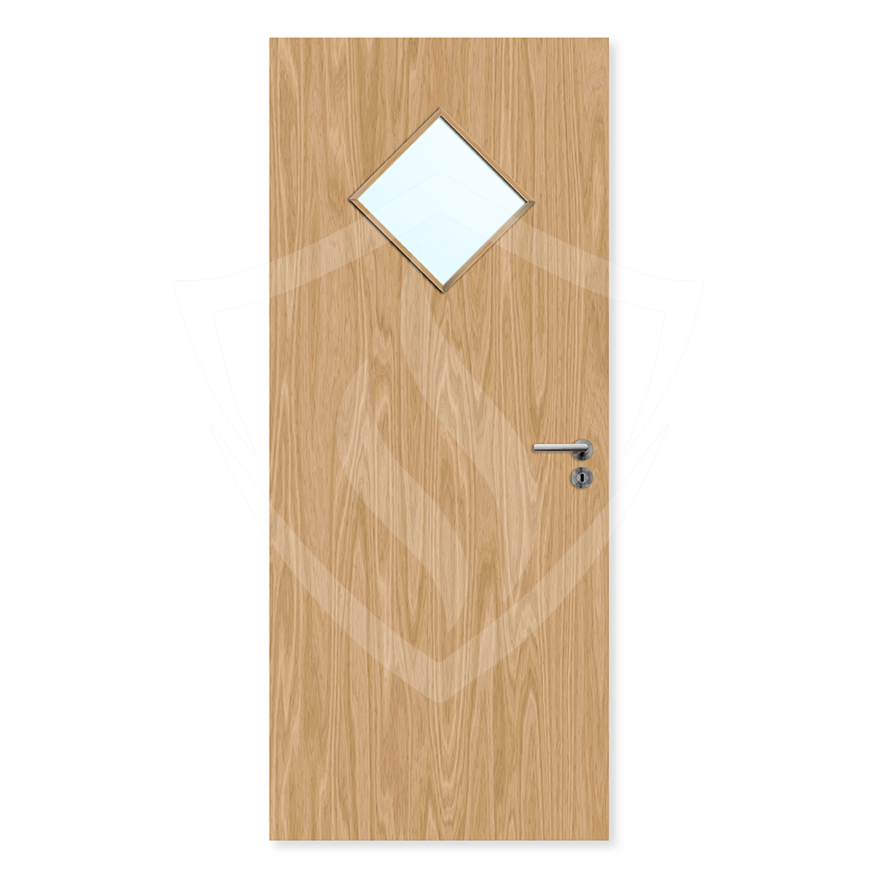 Premier Internal Bespoke Oak Veneer 6g Glazed Fd30 fire Door Clear Glass / Oak Veneer Premier Fire Doors