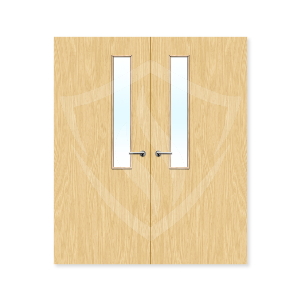 Premier Internal Ash Veneer 7g Glazed Double Fd60 fire Door Clear Glass / 1981 x 762mm / 6ft 6" x 2ft 6" / Ash Veneer Premier Fire Doors