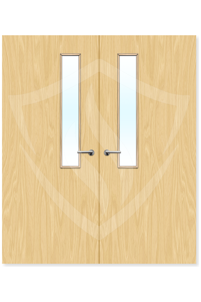 Premier Internal Ash Veneer 7g Glazed Double Fd30 fire Door 1981 x 762mm / 6ft 6" x 2ft 6" / Clear Glass / Ash Veneer Premier Fire Doors