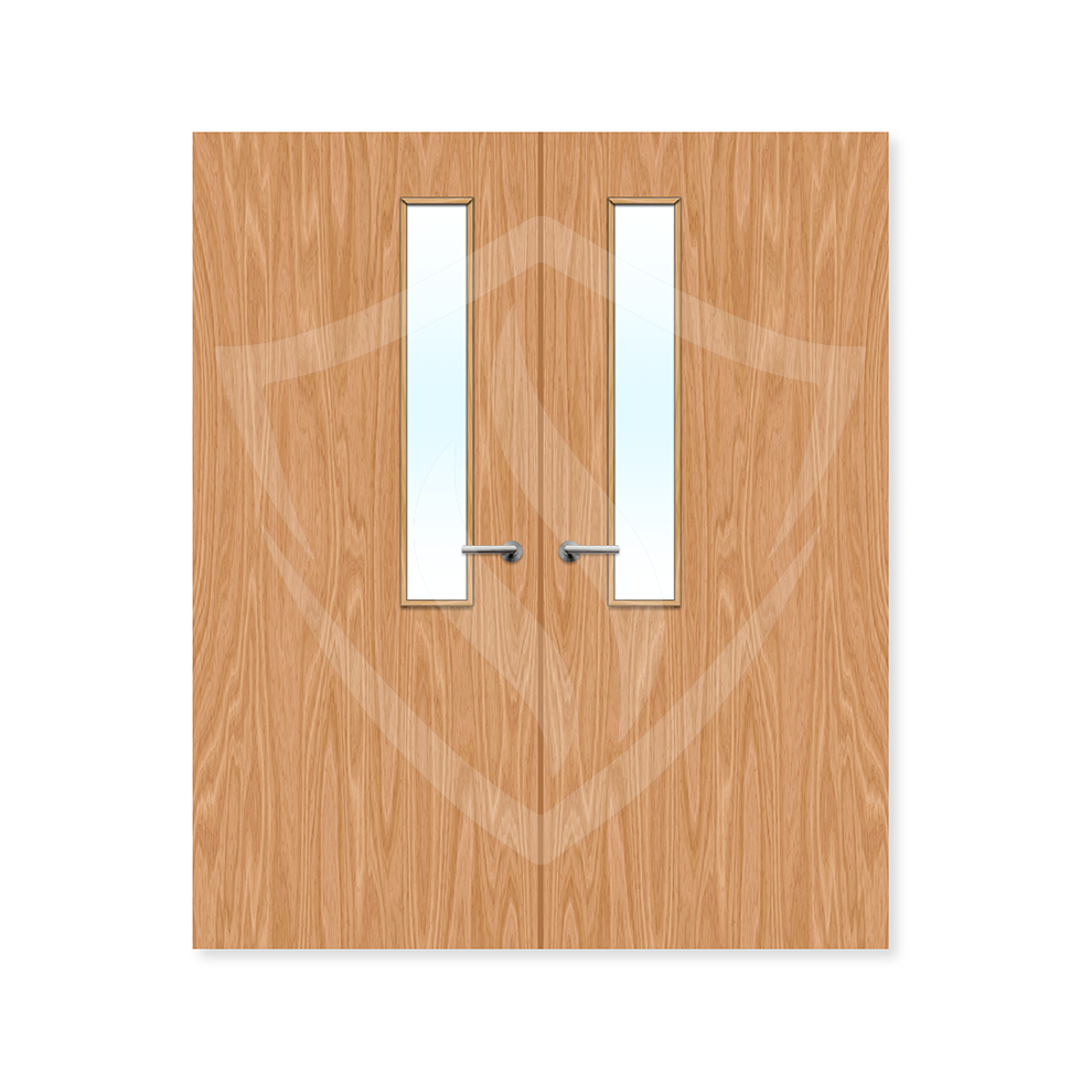 Premier Internal Beech Veneer 7g Glazed Double Fd30 fire 1981 x 762mm / 6ft 6" x 2ft 6" / Clear Glass / Beech Veneer Premier Fire Doors