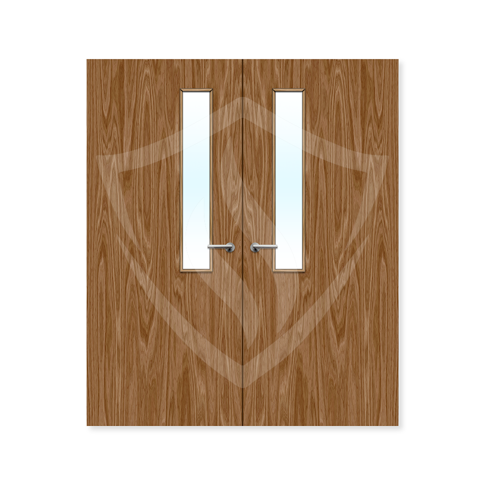 Premier Internal Walnut Veneer 7g Glazed Double Fd60 fire Clear Glass / 1981 x 762mm / 6ft 6" x 2ft 6" / Walnut Veneer Premier Fire Doors