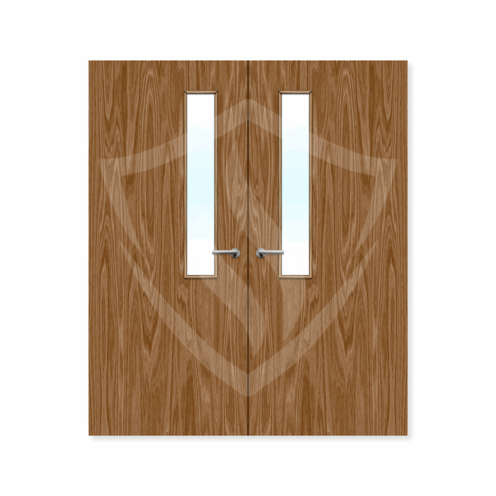 Internal Bespoke Walnut Veneer 7g Glazed Double Fd30 fire Clear Glass / Walnut Veneer / Up to 2135mm x 915mm x 44mm Premier Fire Doors