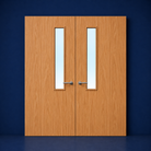 Premier Internal Primed 7G FD30 Double Fire Door glazing design