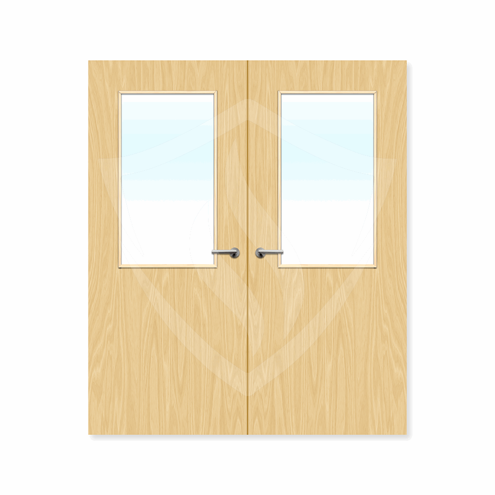 Internal Bespoke Ash Veneer 8g Glazed Double Fd30 fire Door Clear Glass / Ash Veneer / Up to 2135mm x 915mm x 44mm Premier Fire Doors