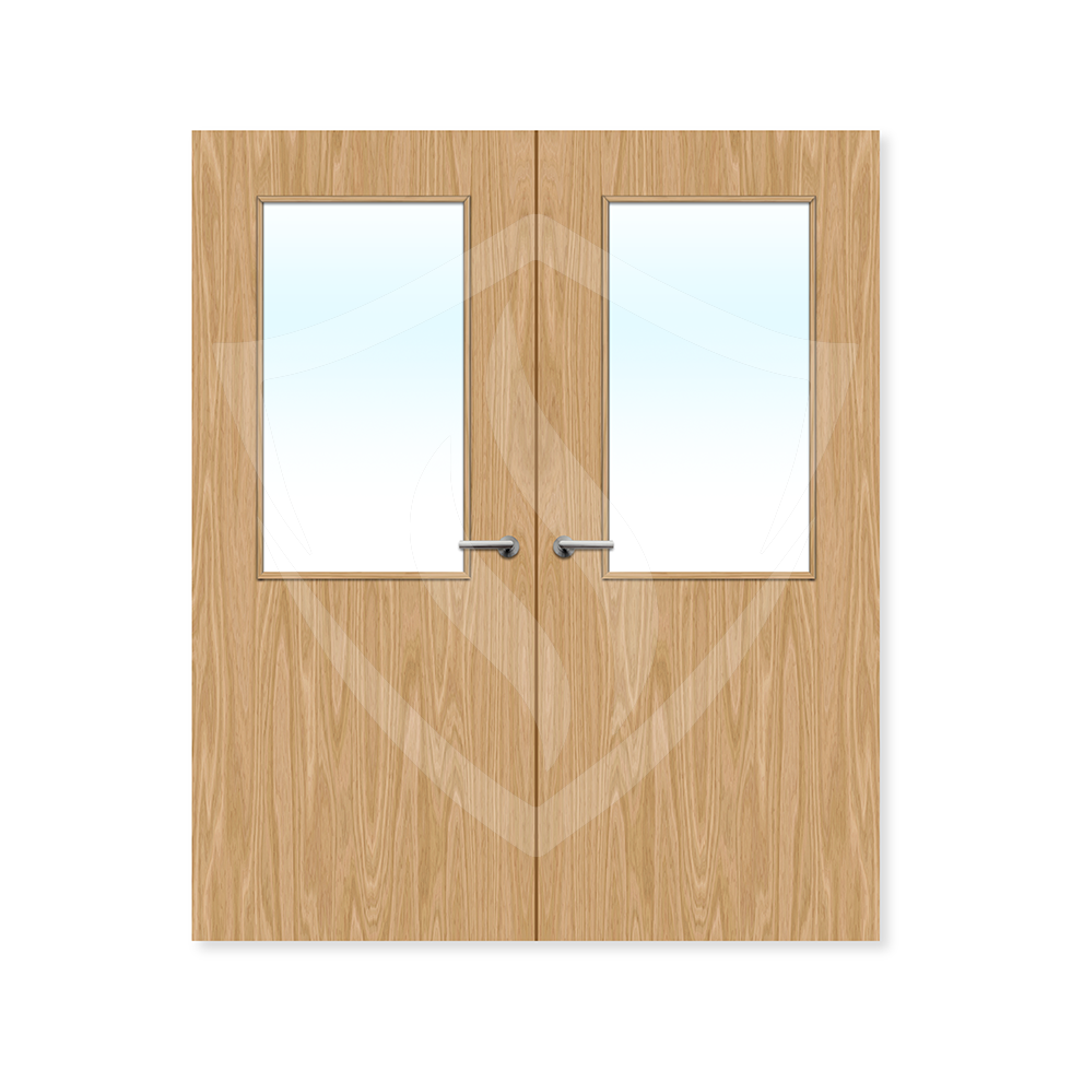 Premier Internal Oak Veneer 8g Glazed Double Fd60 fire Door Clear Glass / 1981 x 762mm / 6ft 6" x 2ft 6" / Oak Veneer Premier Fire Doors