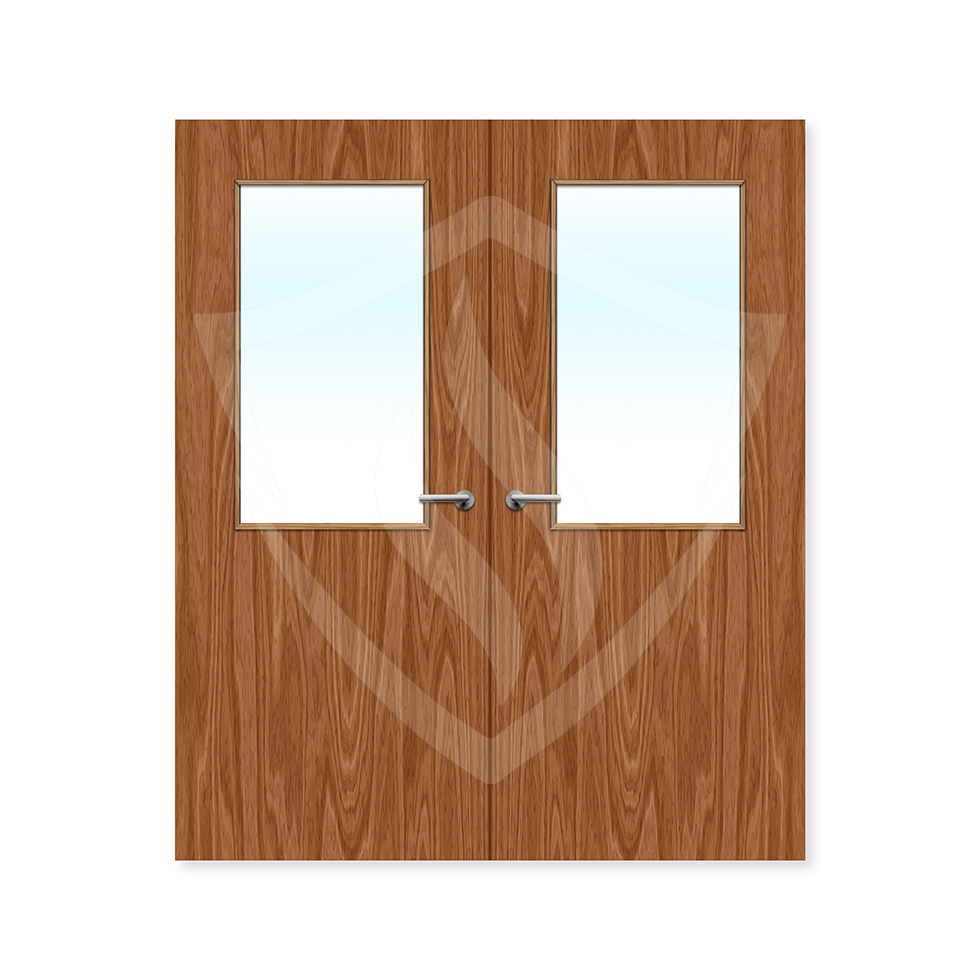External Bespoke Plywood Paint Grade 8g Glazed Double Fd30 Clear Glass / Plywood Premier Fire Doors