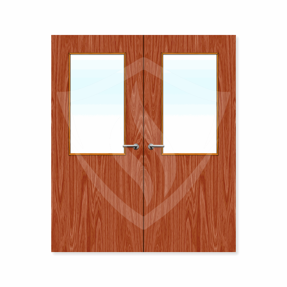 Internal Bespoke Sapele Veneer 8g Glazed Double Fd30 fire Clear Glass / Sapele Veneer / Up to 2135mm x 915mm x 44mm Premier Fire Doors