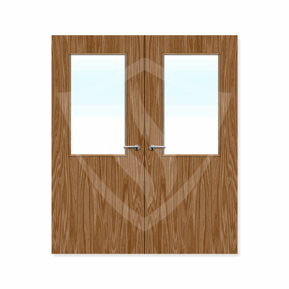 Internal Bespoke Walnut Veneer 8g Glazed Double Fd30 fire Clear Glass / Walnut Veneer / Up to 2135mm x 915mm x 44mm Premier Fire Doors