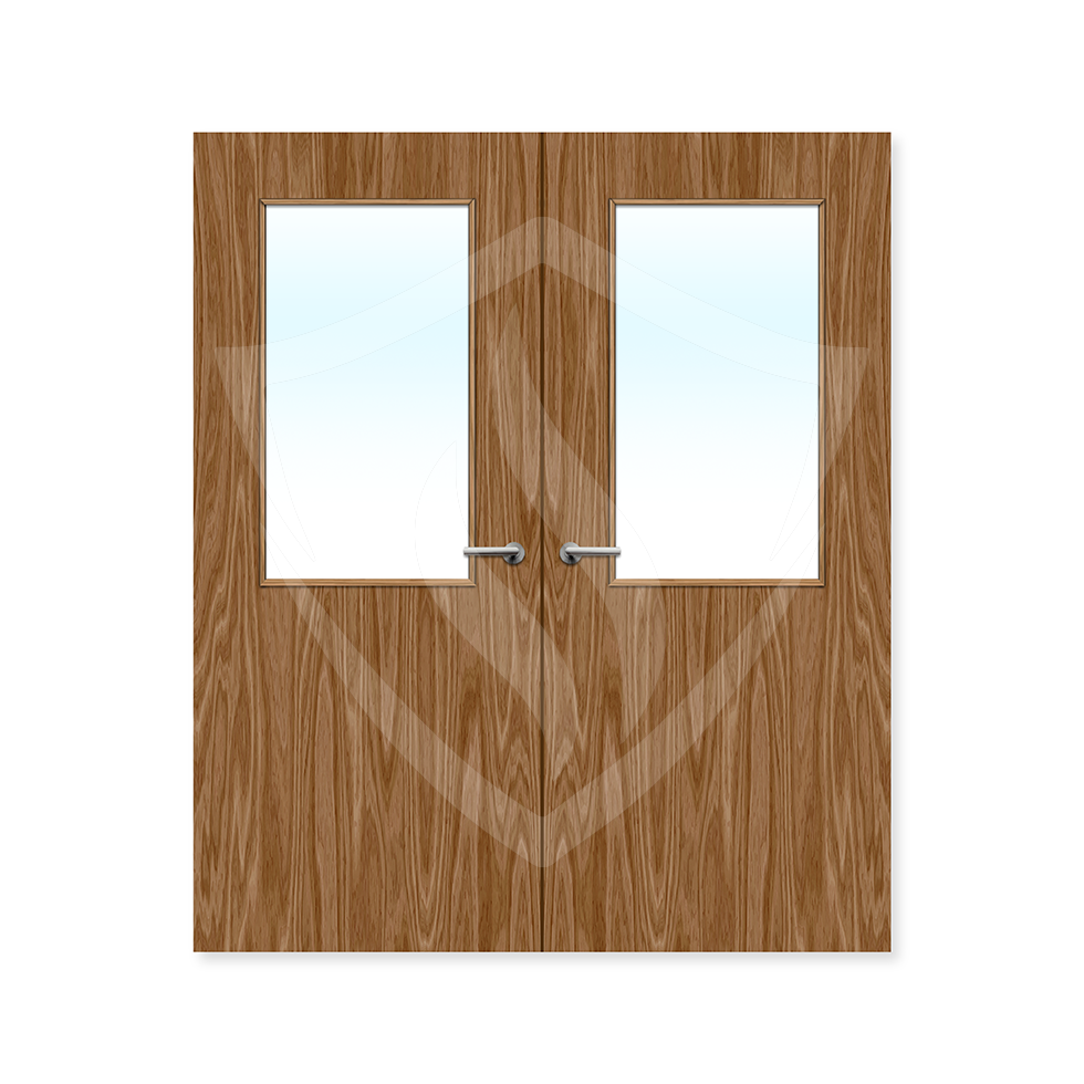 Premier Internal Walnut Veneer 8g Glazed Double Fd30 fire Clear Glass / 1981 x 762mm / 6ft 6" x 2ft 6" / Walnut Veneer Premier Fire Doors