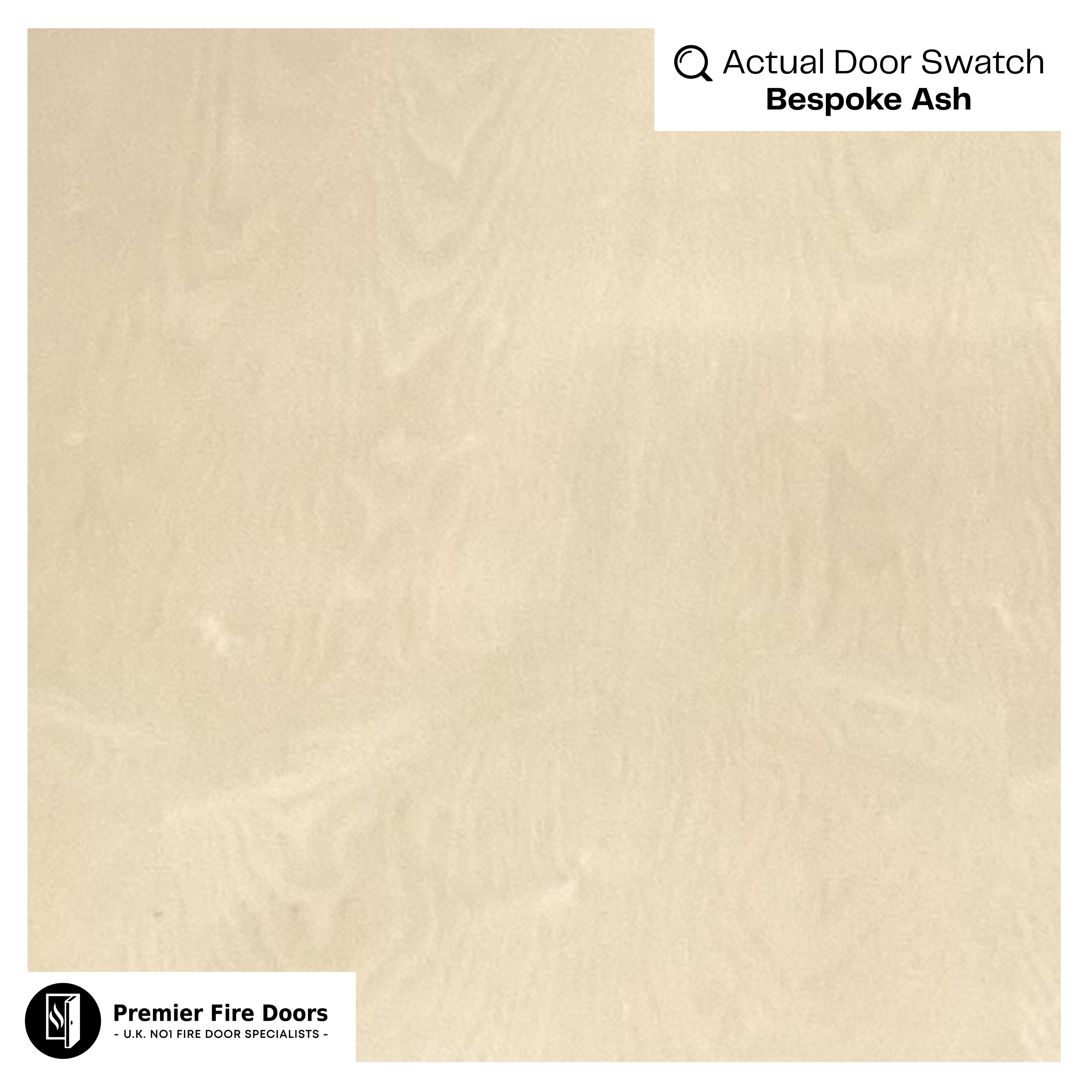 Bespoke ash fire door swatch showing light wood grain finish for interior doors.