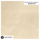 Bespoke Ash fire door wood grain texture swatch, light beige finish, close-up sample.