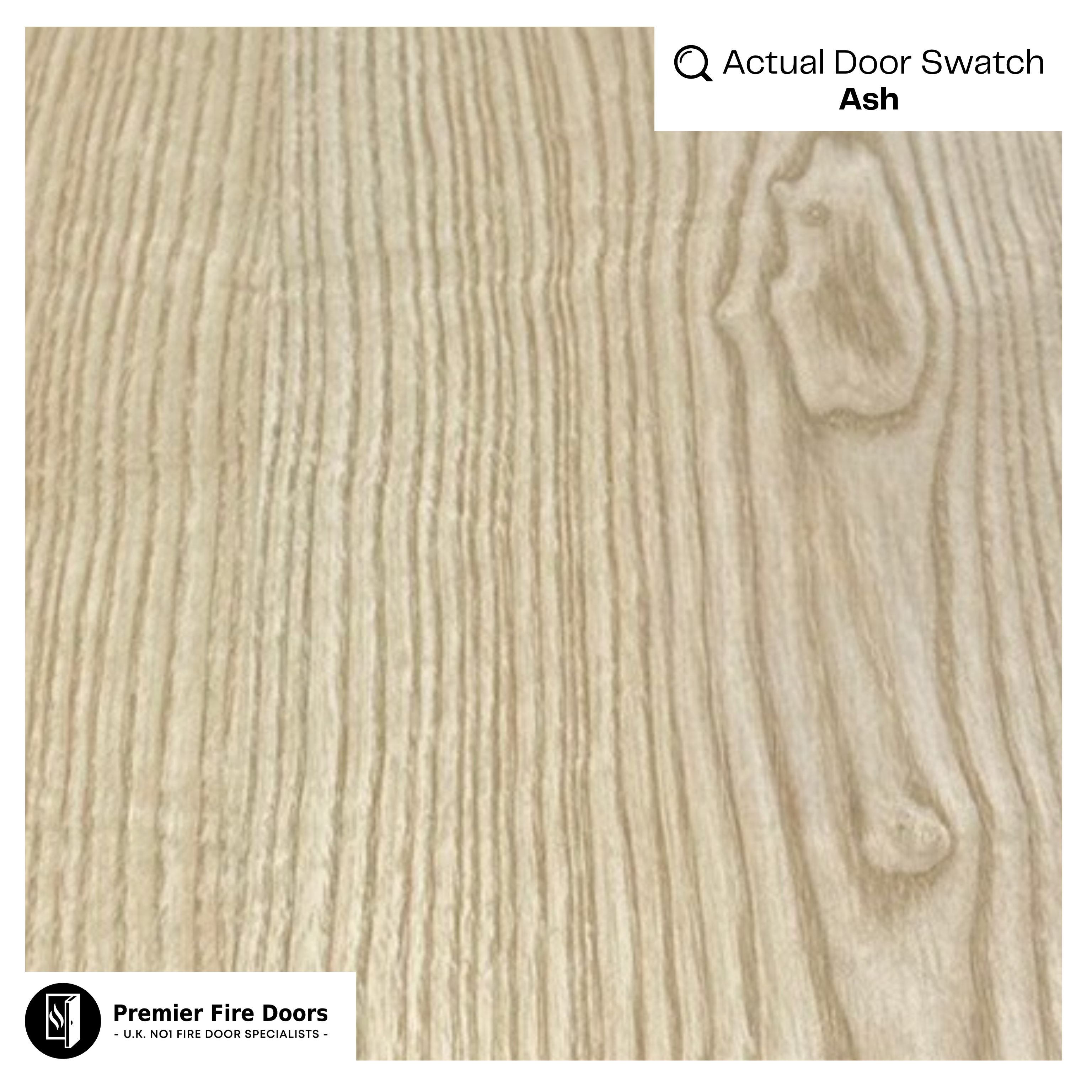 Ash wood door swatch showing natural grain pattern for internal fire doors.