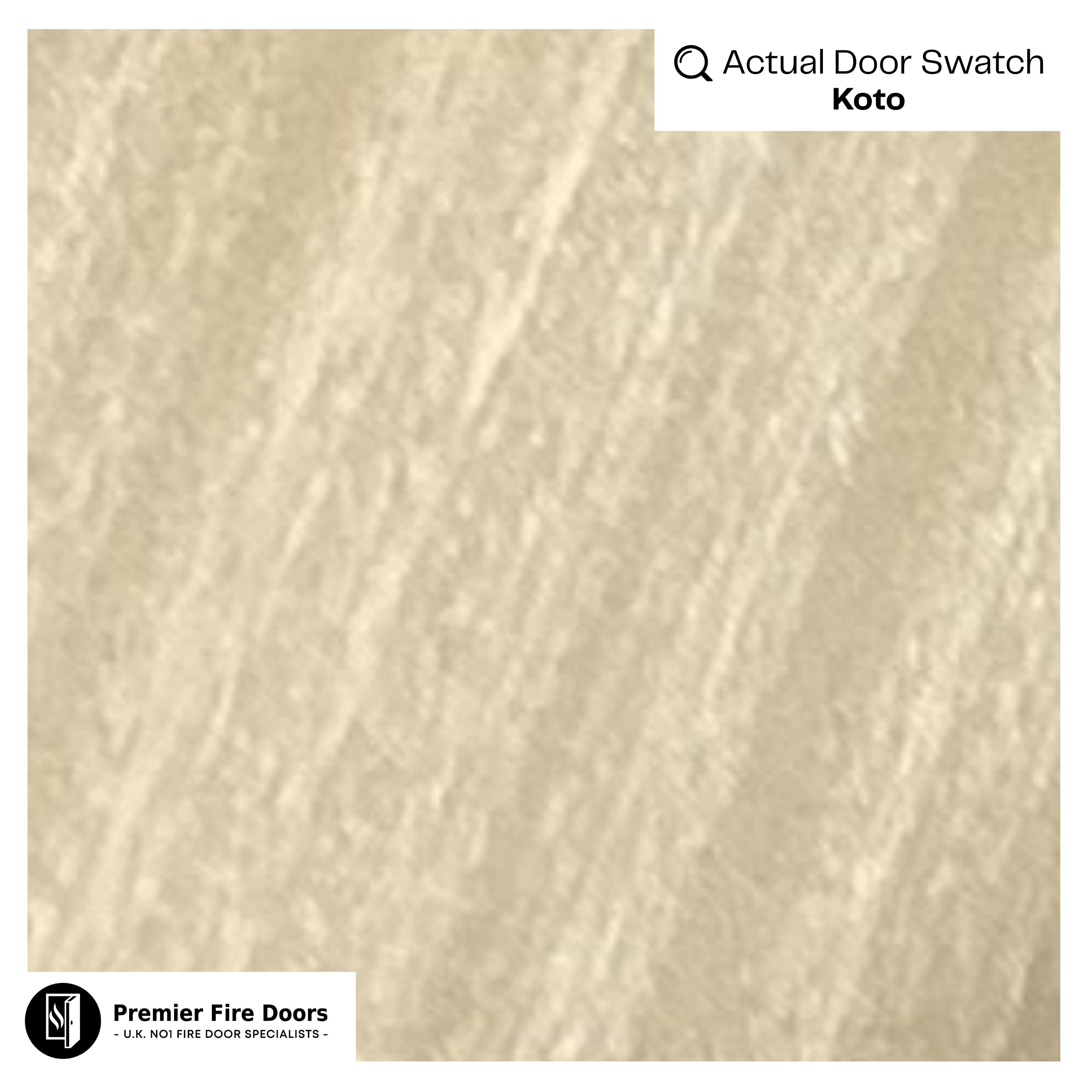 Koto fire door swatch showing light wood grain texture for internal fire doors
