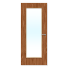 Oak glazed internal fire door with large glass panel and silver handle