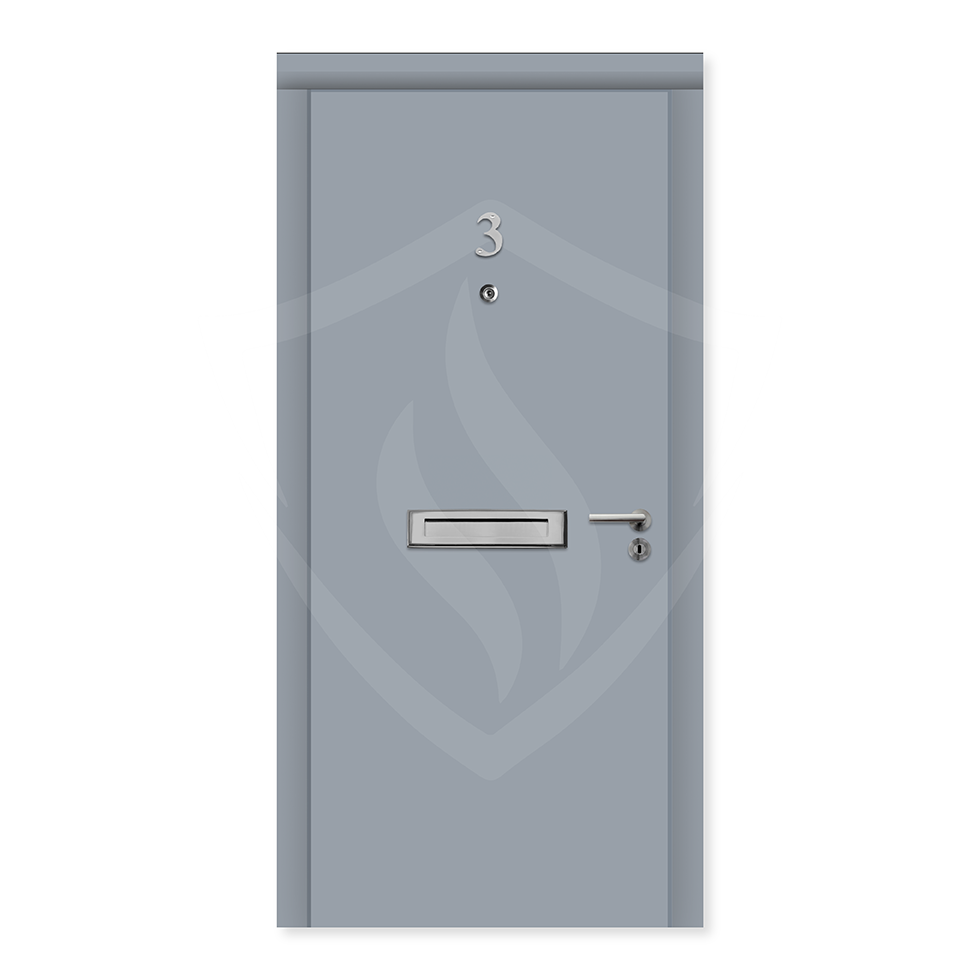 Up to 2135mm x 915mm x 54mm / RAL 7040 Grey / Exposed Oak Premier Fire Doors