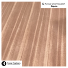 Sapele wood door swatch with vertical grain pattern and natural reddish-brown finish