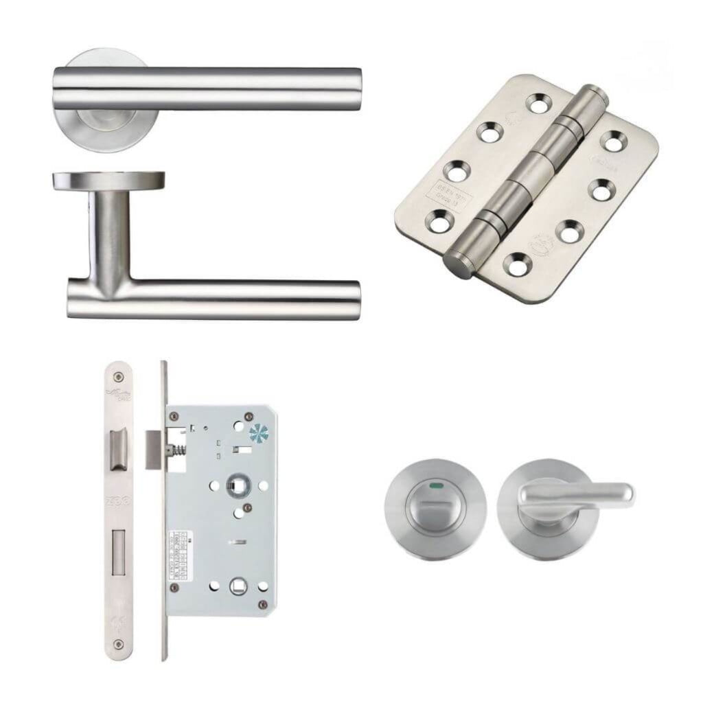 Ironmongery fire Door Kit - Lever Bathroom Lock Turn and Pack E / Stainless Steel Premier Fire Doors