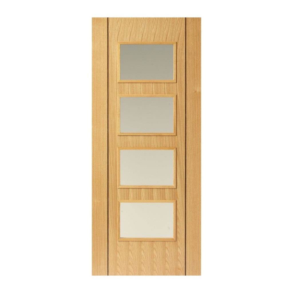 Jb Kind Internal Blenheim Oak Glazed Fd30 fire Door 1981 x 686 x 44mm / Clear Glass / Oak Veneer Premier Fire Doors