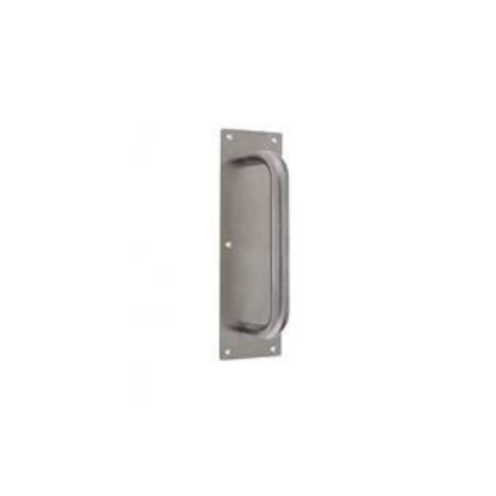 Bolted Pull on back Plate Handle Satin Stainless Steel with Premier Fire Doors