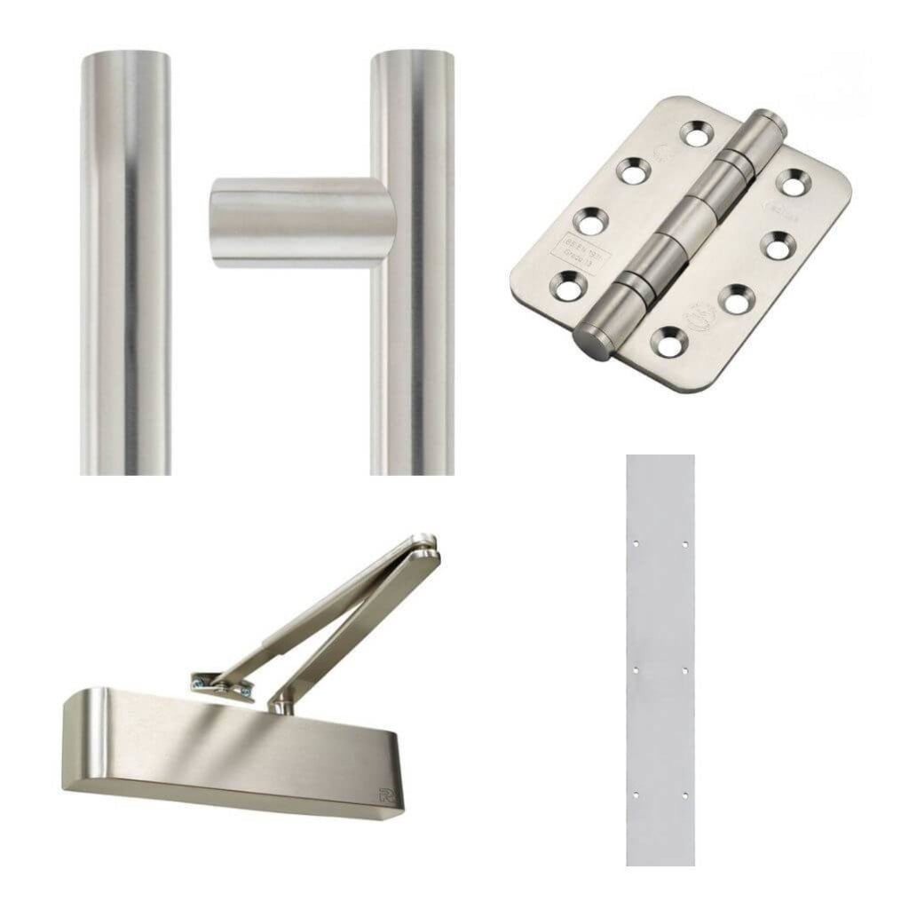 Ironmongery fire Door Kit - Guardsman Pull Handle Push Plate Stainless Steel Premier Fire Doors