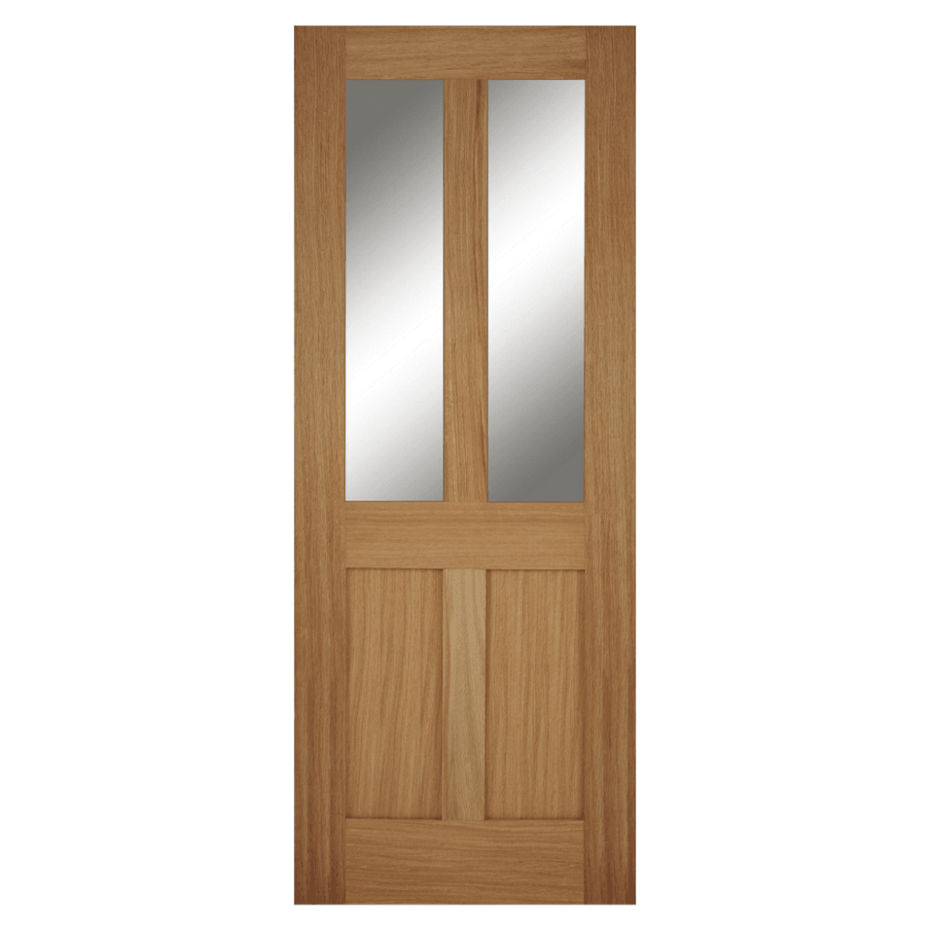 Mendes Internal Oak Bristol 2 Panel 2 Light Gazed Fd30 fire 1981 x 686mm / Clear Flat / Oak Bristol Premier Fire Doors