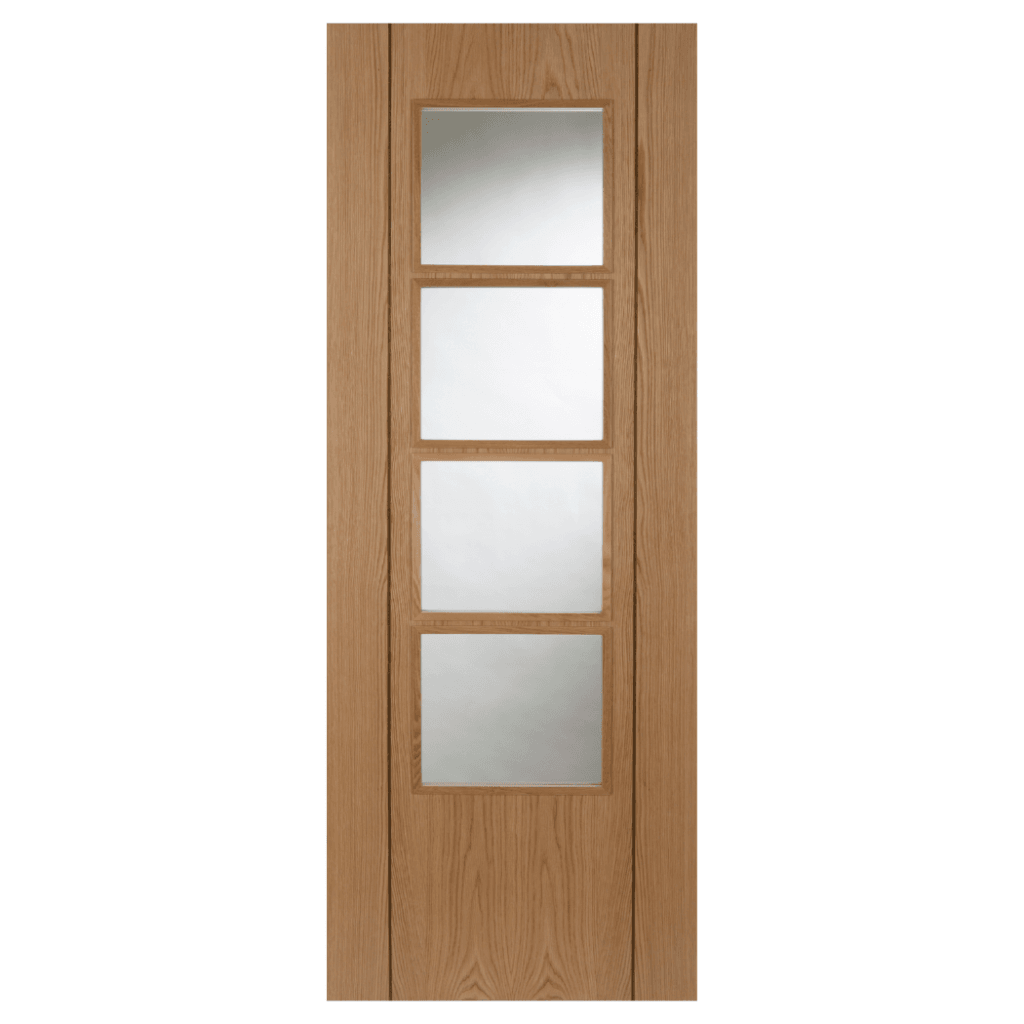 Mendes Internal Oak Vision 4 Light Glazed Glass Clear Flat 1981 x 762mm / Clear Flat / Oak Vision Premier Fire Doors