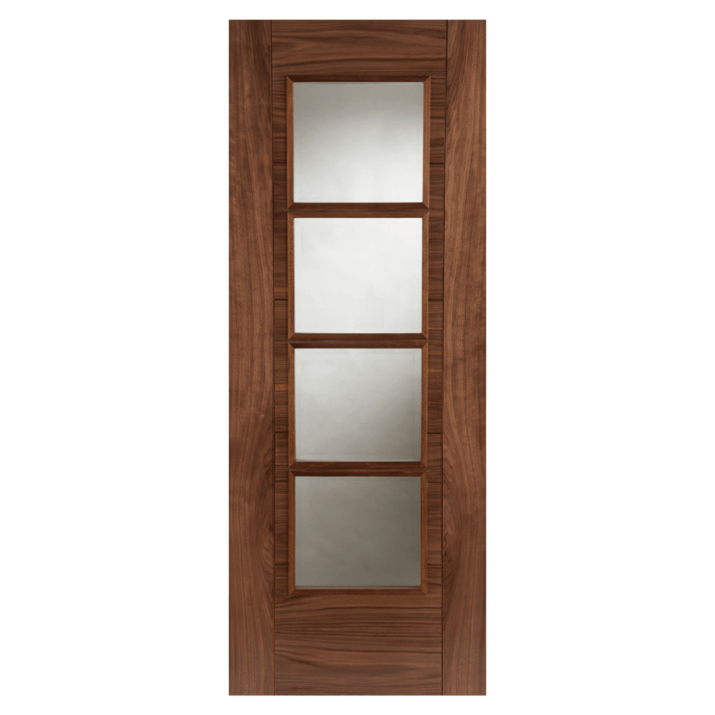 Mendes Internal Walnut Iseo 4 Light Crown Cut Fd30 fire Door 1981 x 762mm / Walnut Iseo / Clear Flat Premier Fire Doors