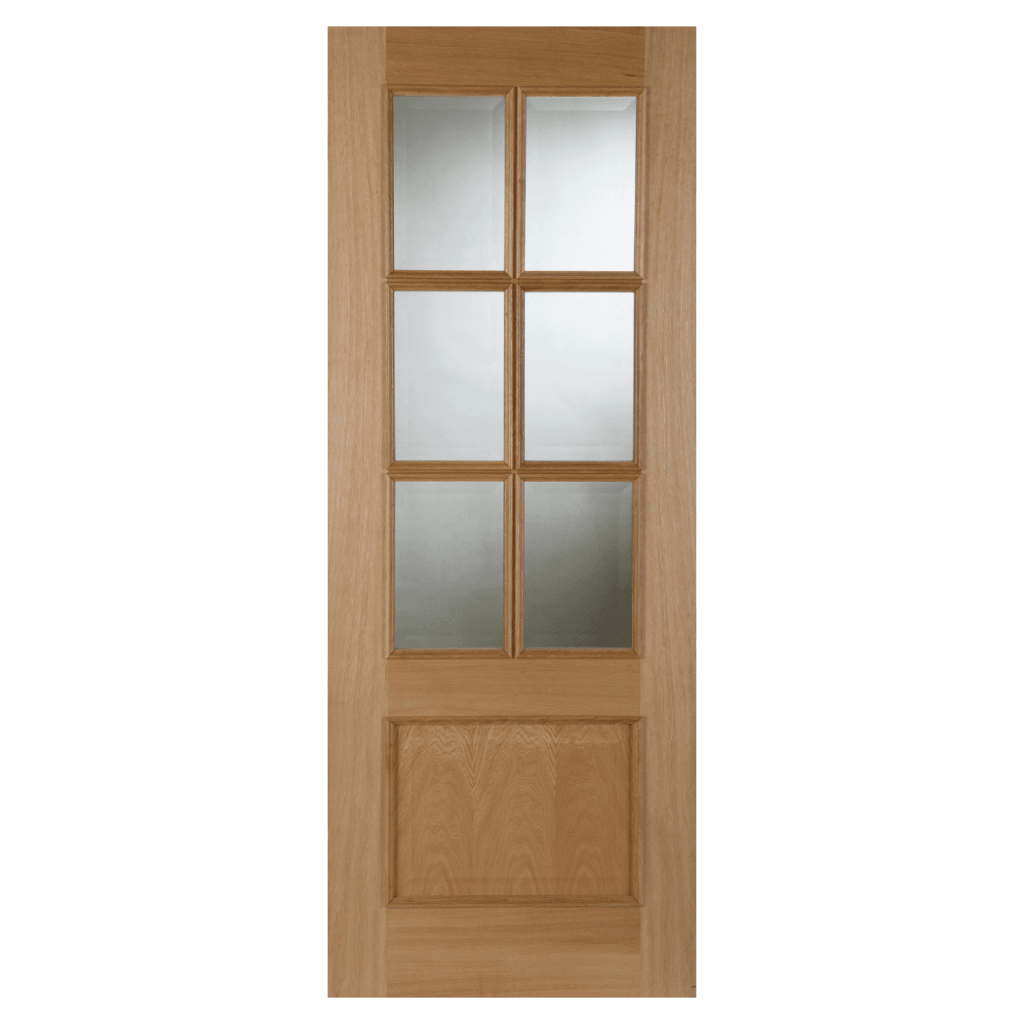 Mendes Internal Oak Iris 6 Light Glazed Fd30 fire Door (44 1981 x 686mm / Clear Flat / Oak Iris Premier Fire Doors