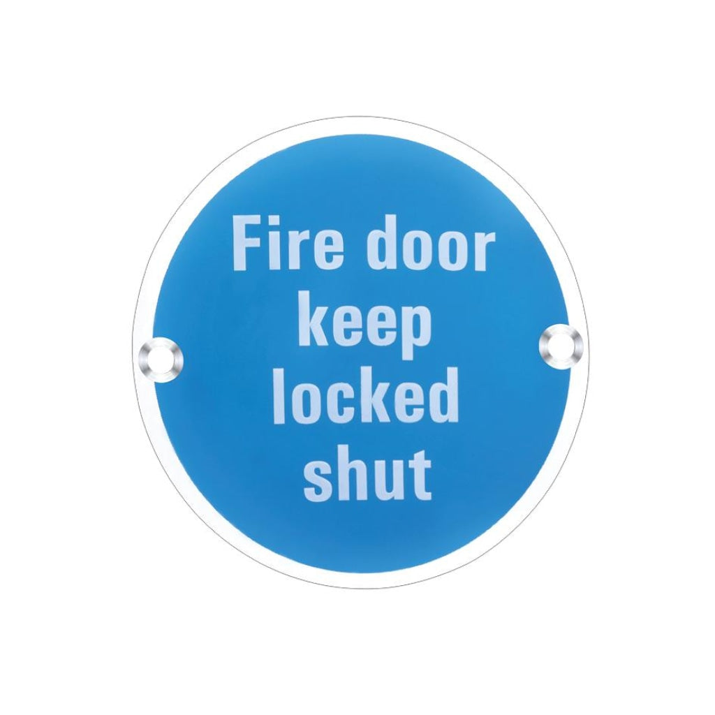 Signage - Fire Door Keep Locked Shut - 76mm dia | Premier Fire Doors Premier Fire Doors