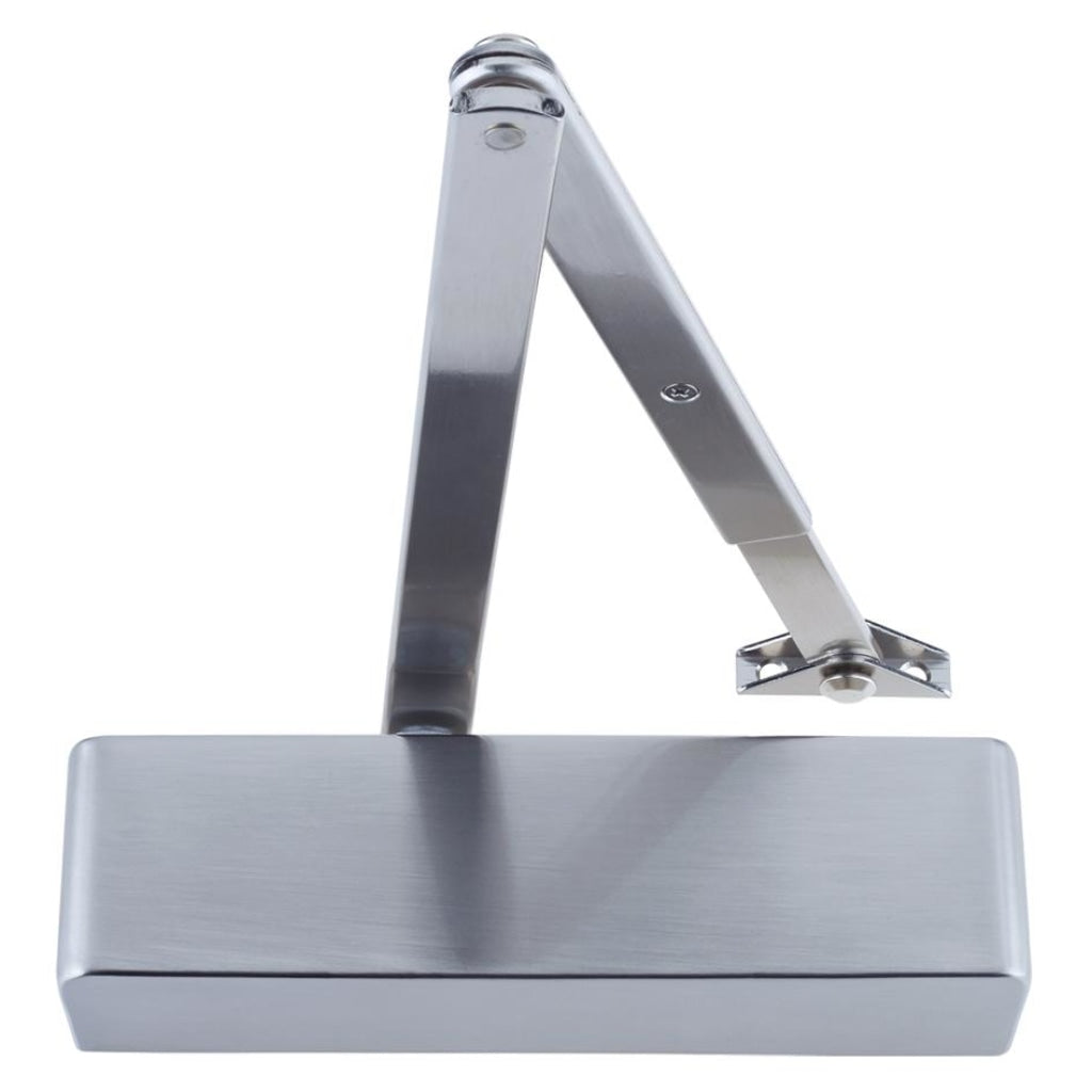 Size 2-4 Door Closer c/w Back Check & Delayed Action - SN Flat Arm and Body (P.A Bracket Inc) SN Semi Radiused Cover | Premier Fire Doors Premier Fire Doors