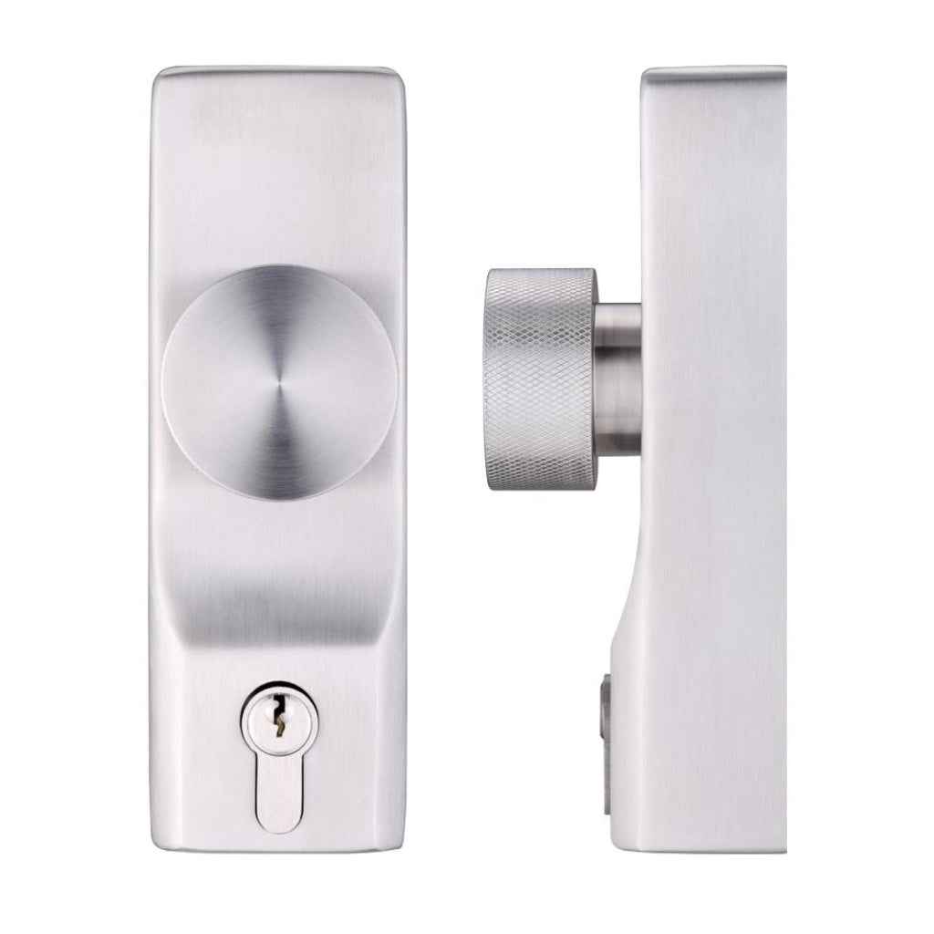 Knob Operated Outside Access Device - Euro Cylinder - Satin Stainless Steel  | Premier Fire Doors Premier Fire Doors