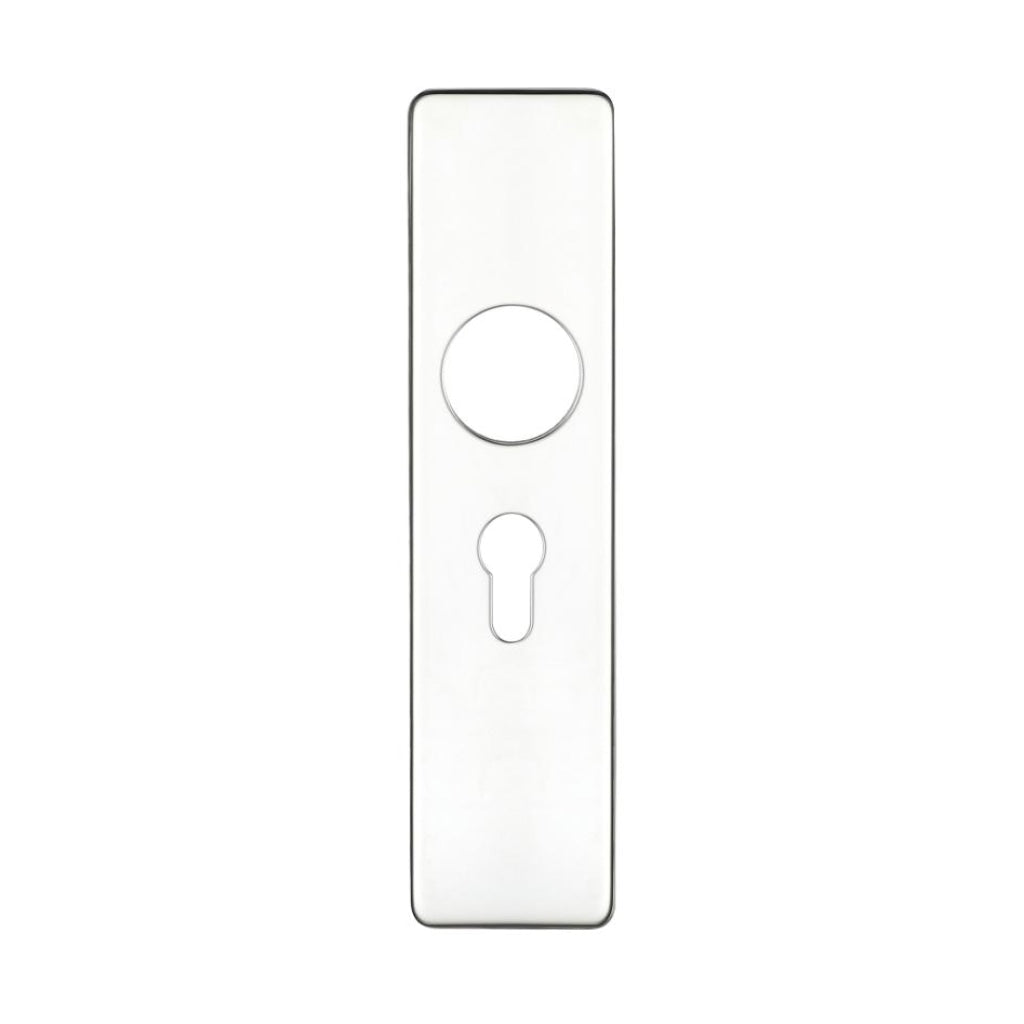 Cover plate for 19 mm RTD Lever on Short Backplate - Euro Profile 47.5mm - 45mm x180mm PSS | Premier Fire Doors Polished Stainless Premier Fire Doors