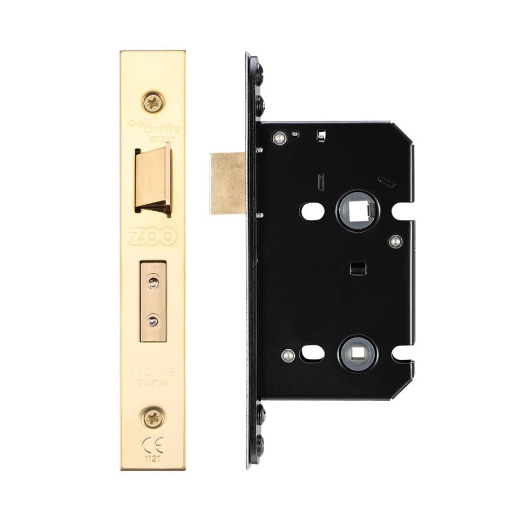 Bathroom Lock - 64mm C/W PVD Forend and Strike | Premier Fire Doors Premier Fire Doors